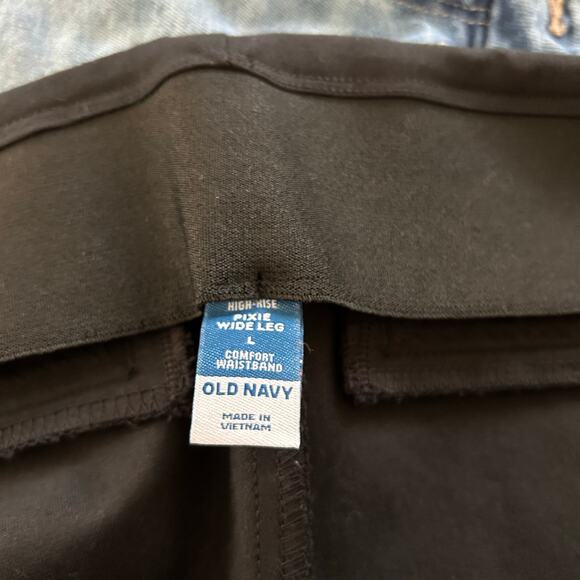 Old Navy Women High Rise Wide Leg Trouser Pants Office Minimalist Black NEW - Picture 5 of 8